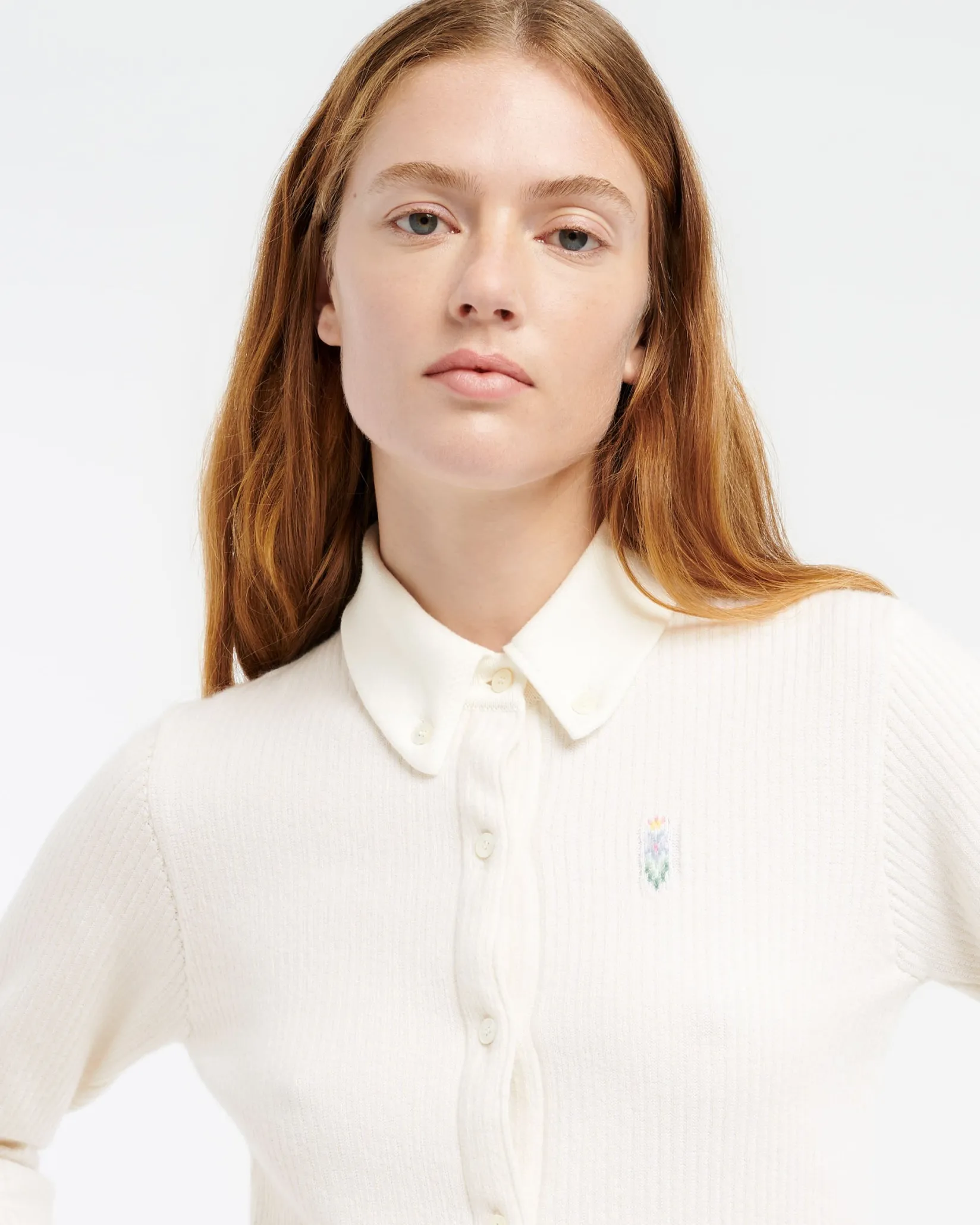 Women Barrie Fitted cashmere and cotton striped shirt