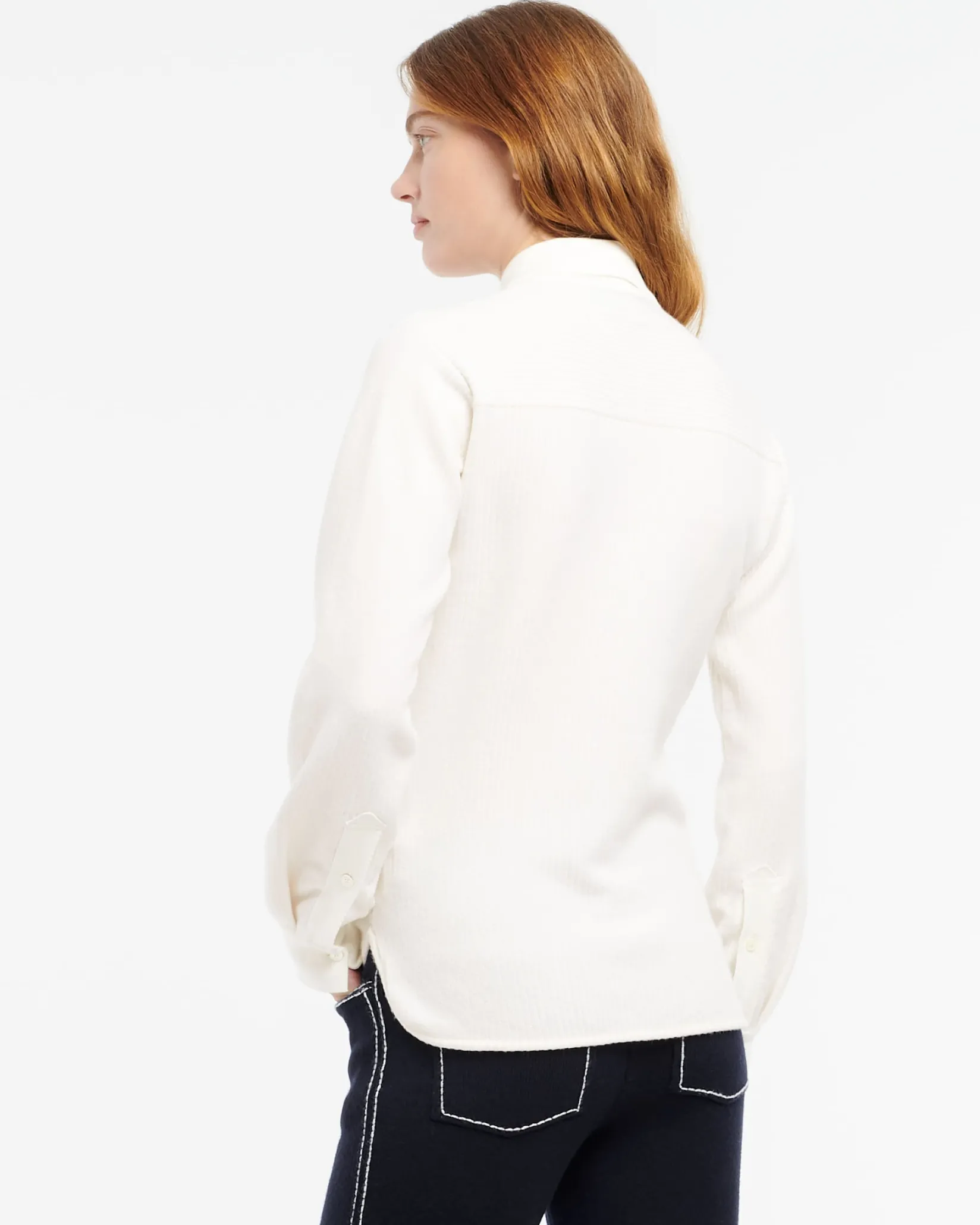 Women Barrie Fitted cashmere and cotton striped shirt