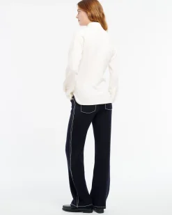 Women Barrie Fitted cashmere and cotton striped shirt