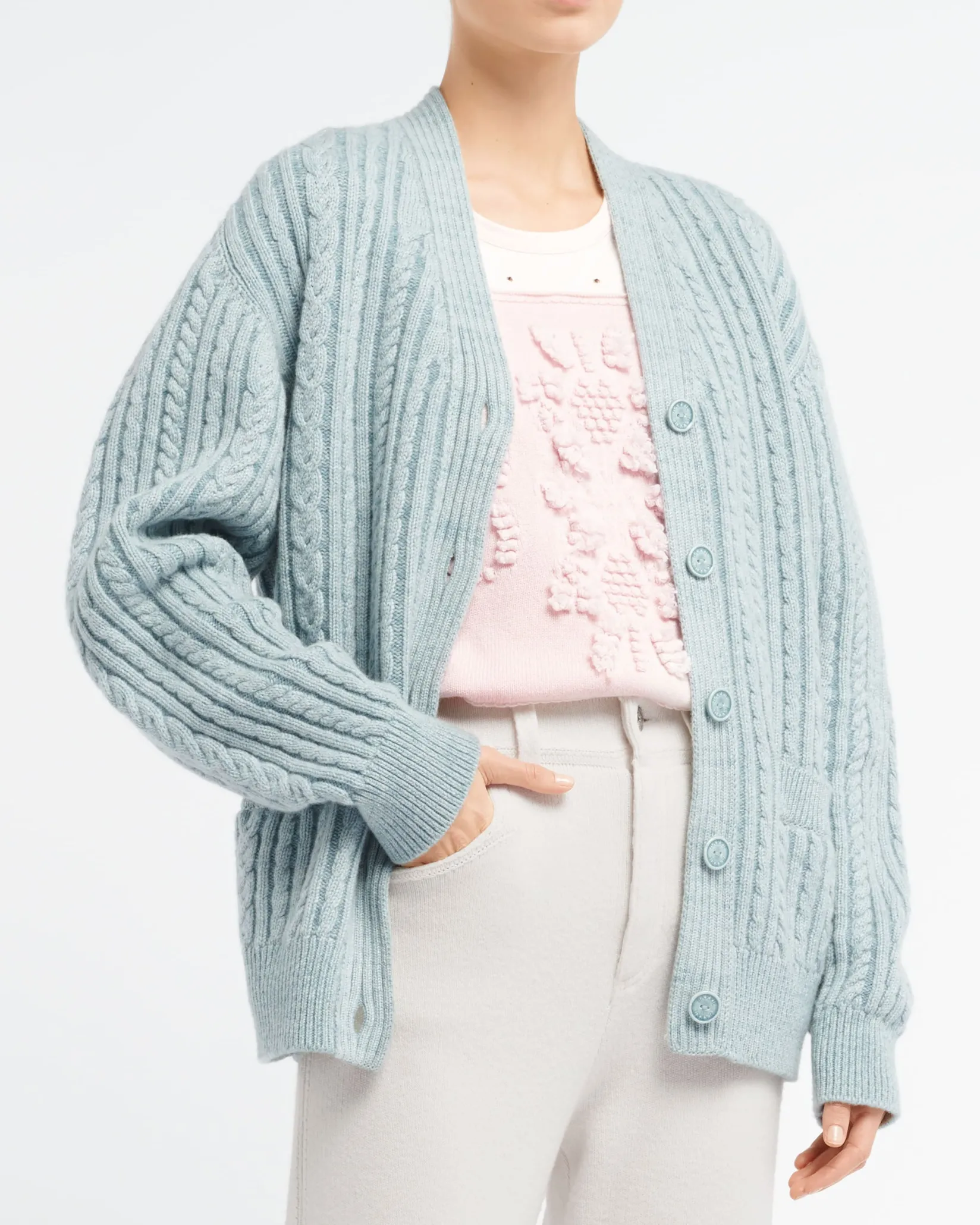 Women Barrie Heavy oversized cashmere and wool cardigan