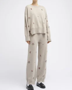 Women Barrie Iconic embroidered trousers in cashmere