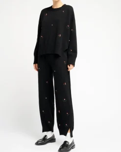 Women Barrie Iconic embroidered trousers in cashmere