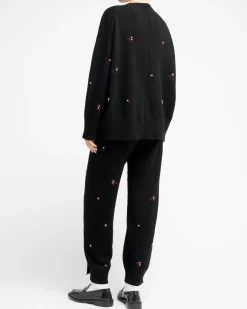 Women Barrie Iconic embroidered trousers in cashmere