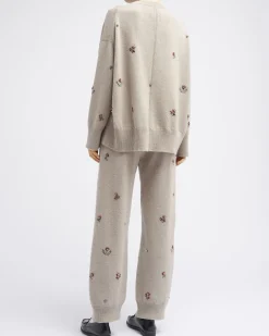 Women Barrie Iconic embroidered trousers in cashmere