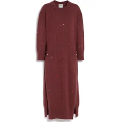 Women Barrie Iconic long dress in cashmere with floral embroidery