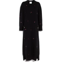 Women Barrie Iconic long dress in cashmere with floral embroidery
