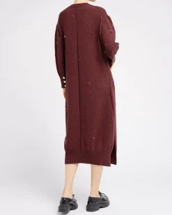 Women Barrie Iconic long dress in cashmere with floral embroidery