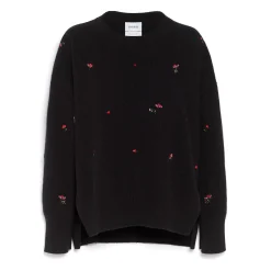 Women Barrie Iconic oversized jumper in cashmere with floral embroidery