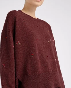 Women Barrie Iconic oversized jumper in cashmere with floral embroidery