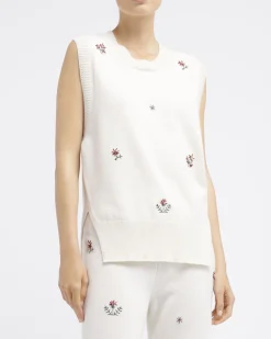 Women Barrie Iconic sleeveless embroidered jumper in cashmere