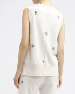 Women Barrie Iconic sleeveless embroidered jumper in cashmere