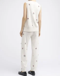 Women Barrie Iconic sleeveless embroidered jumper in cashmere