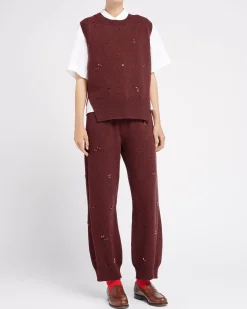 Women Barrie Iconic sleeveless jumper in cashmere with floral embroidery