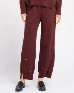 Women Barrie Iconic trousers in cashmere with floral embroidery