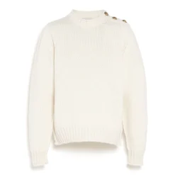 Women Barrie Jumper in chunky cashmere with gold buttons