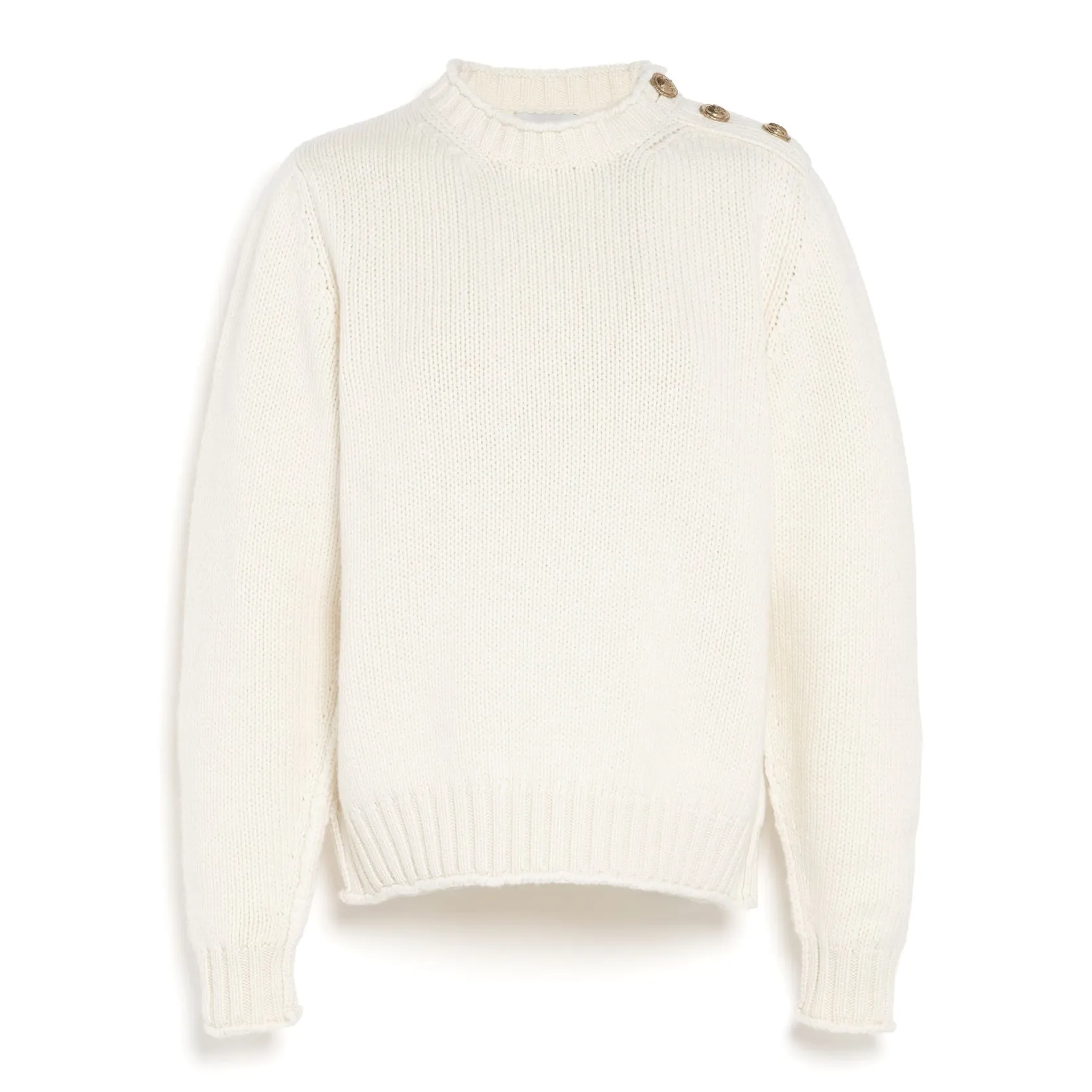 Women Barrie Jumper in chunky cashmere with gold buttons