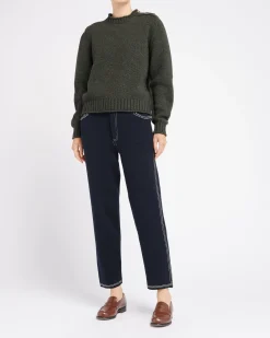 Women Barrie Jumper in chunky cashmere with gold buttons