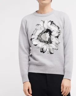 Barrie Jumper with a flower motif in cashmere and cotton