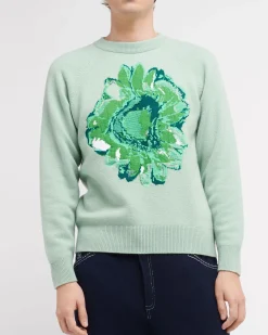 Barrie Jumper with a flower motif in cashmere and cotton