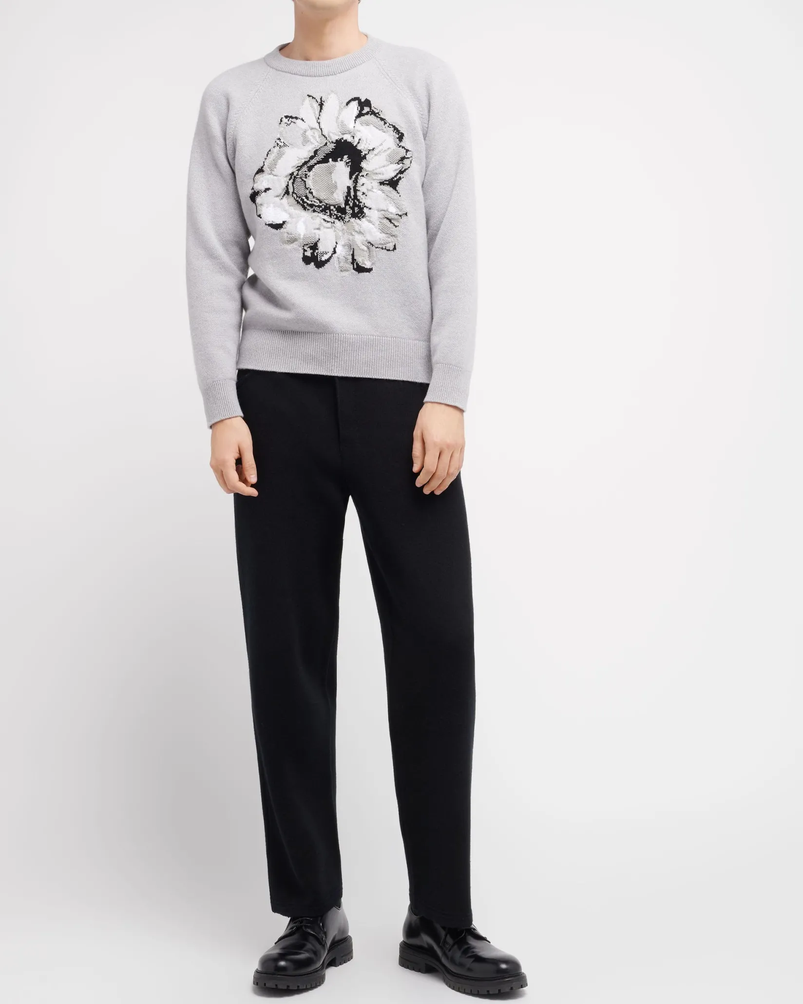 Barrie Jumper with a flower motif in cashmere and cotton