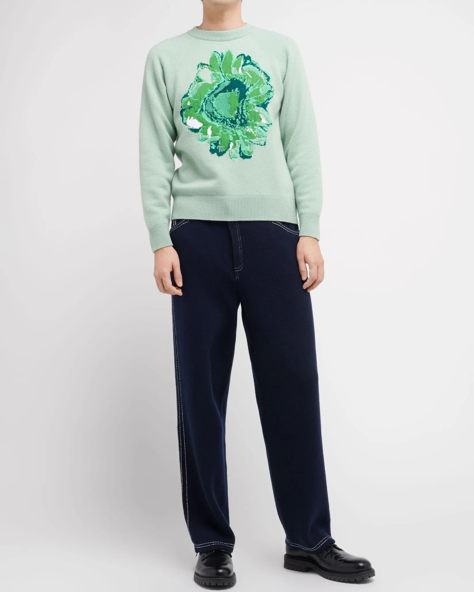 Barrie Jumper with a flower motif in cashmere and cotton