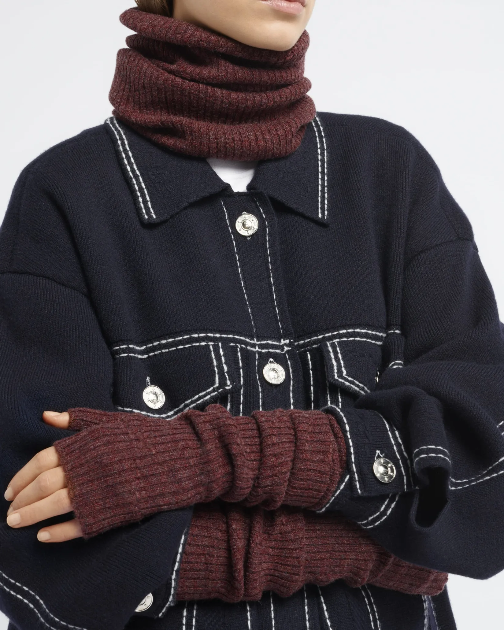 Women Barrie Long cashmere fingerless gloves