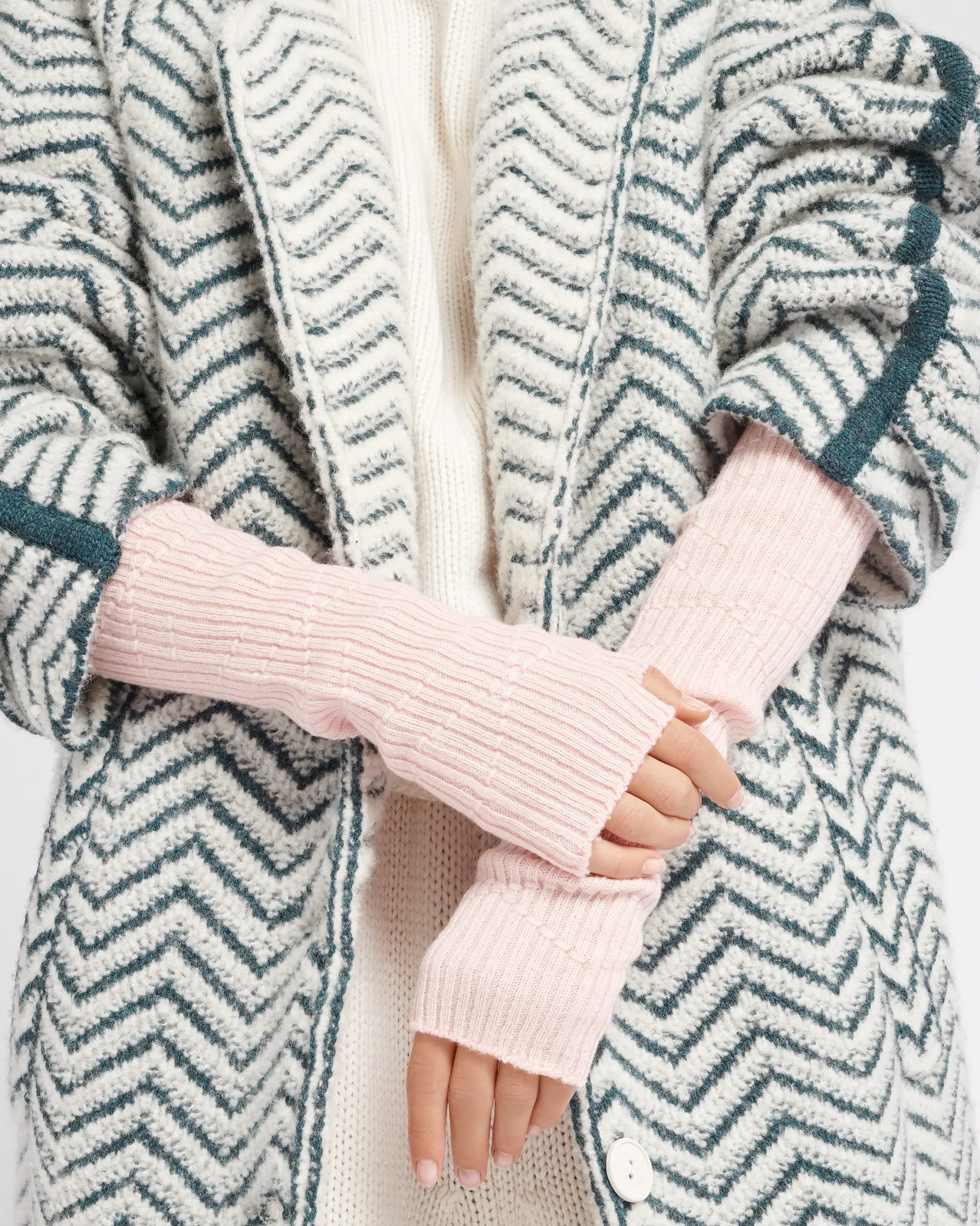 Women Barrie Long cashmere fingerless gloves
