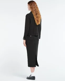 Women Barrie Long Denim skirt in cashmere and cotton
