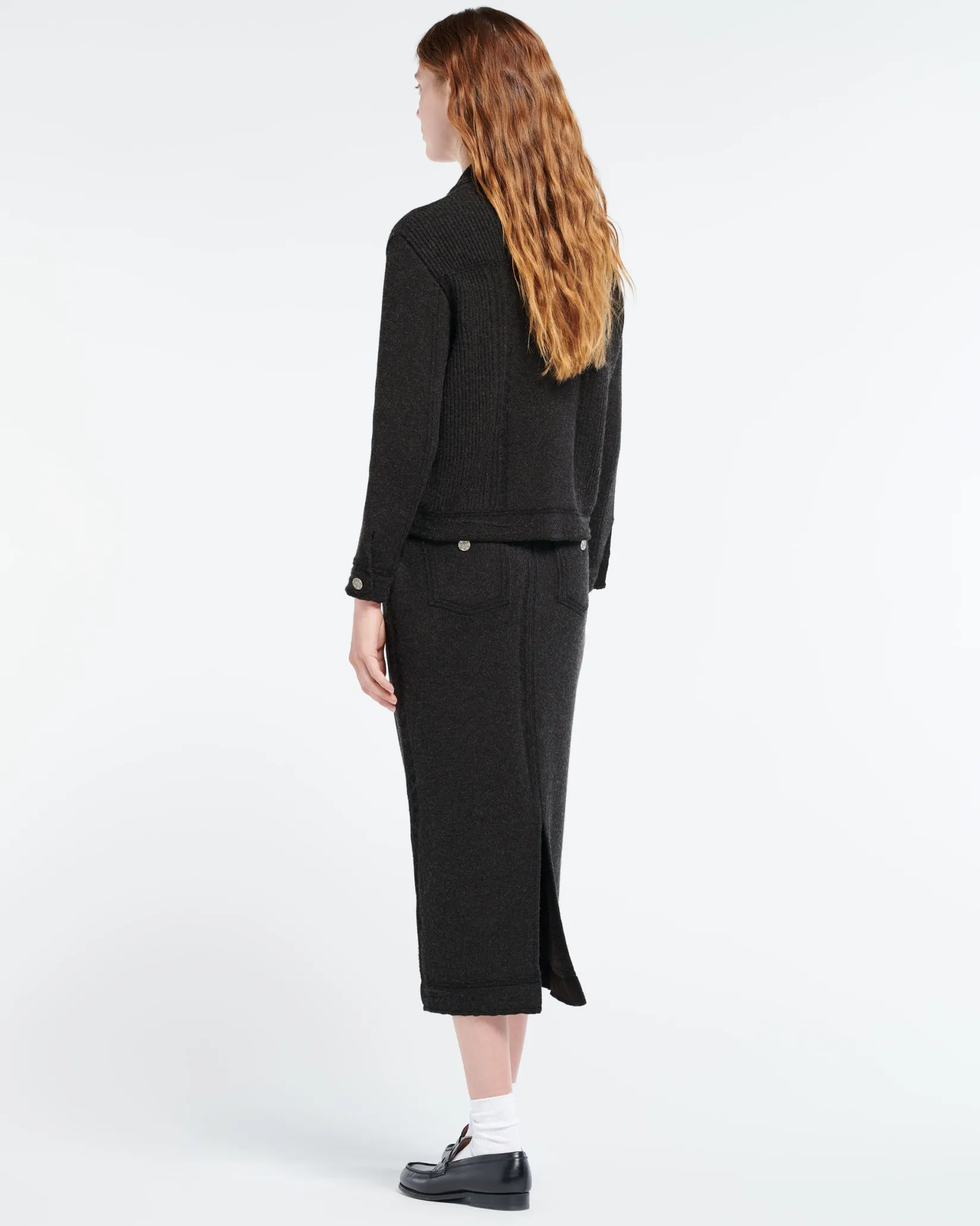Women Barrie Long Denim skirt in cashmere and cotton