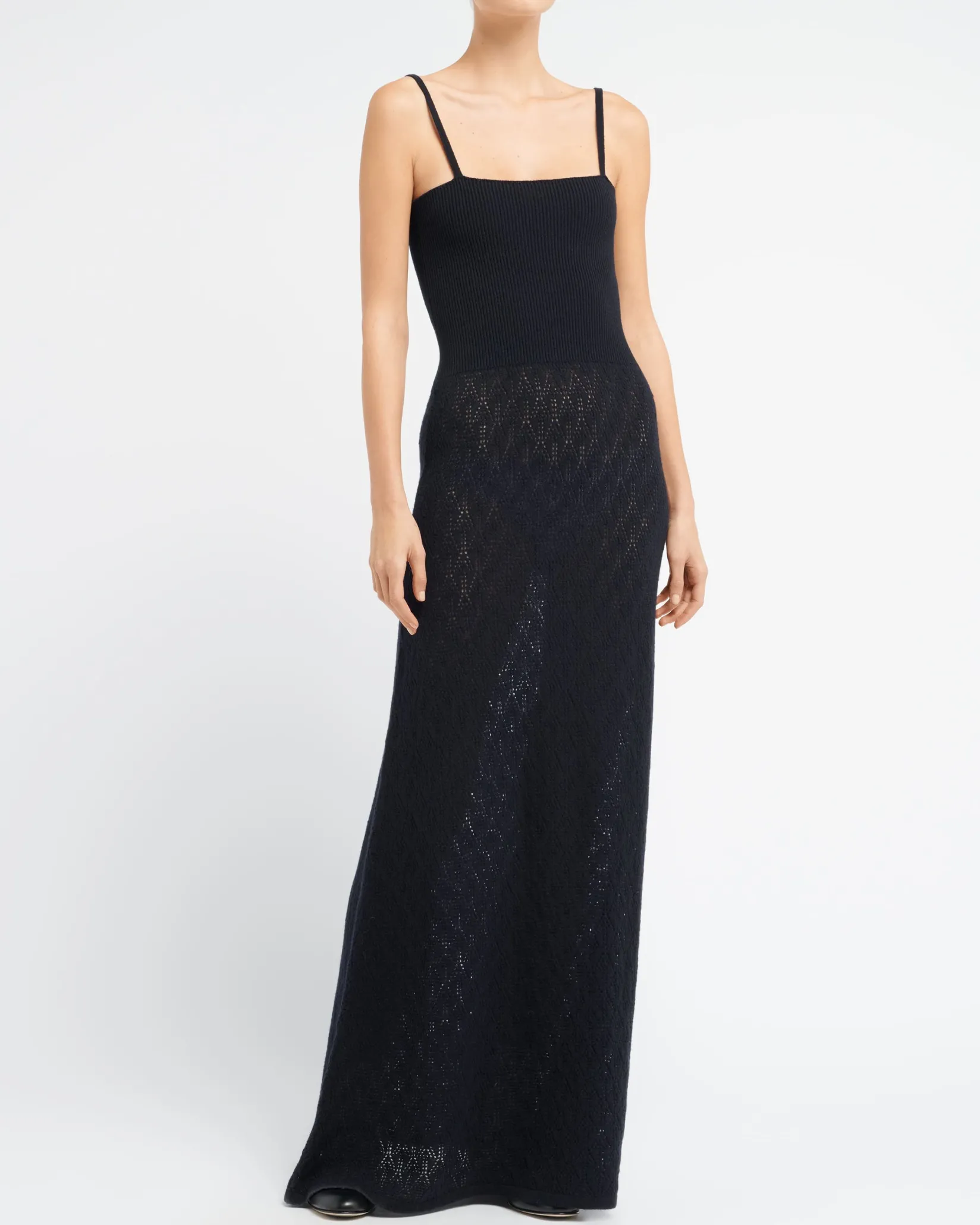 Women Barrie Long dress with straps in cashmere lace