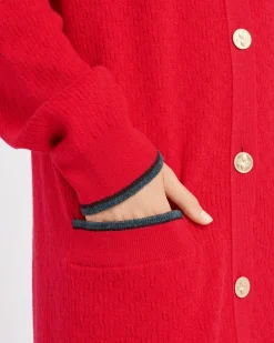 Women Barrie Long V-neck cardigan in lightweight cashmere