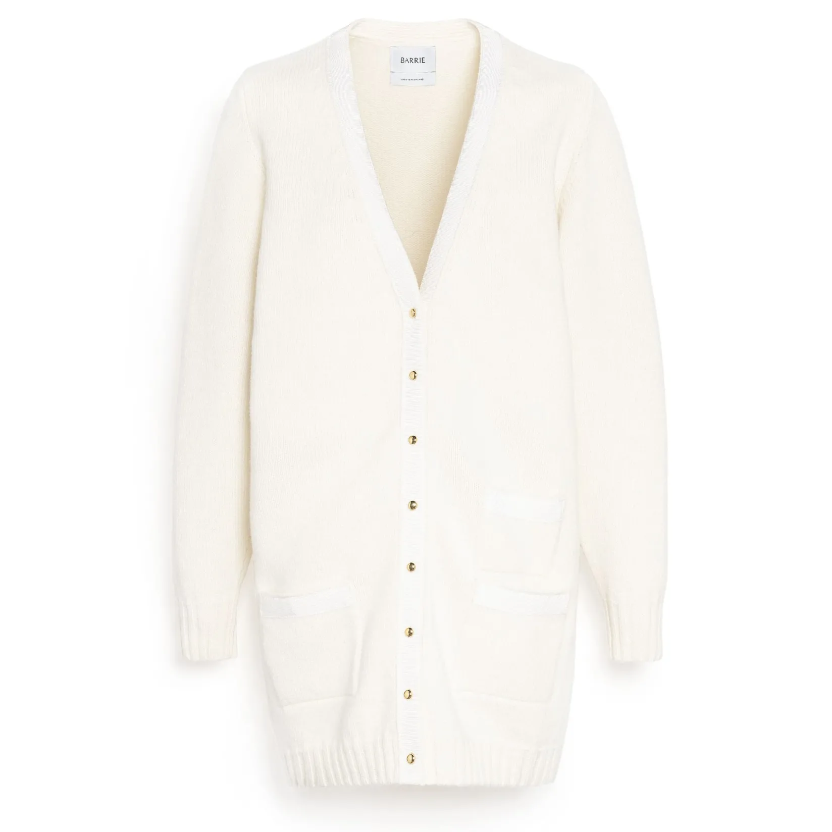 Women Barrie Long wool cardigan with ribbon detail