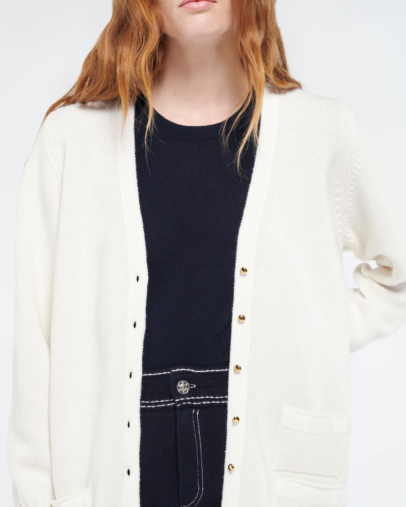 Women Barrie Long wool cardigan with ribbon detail