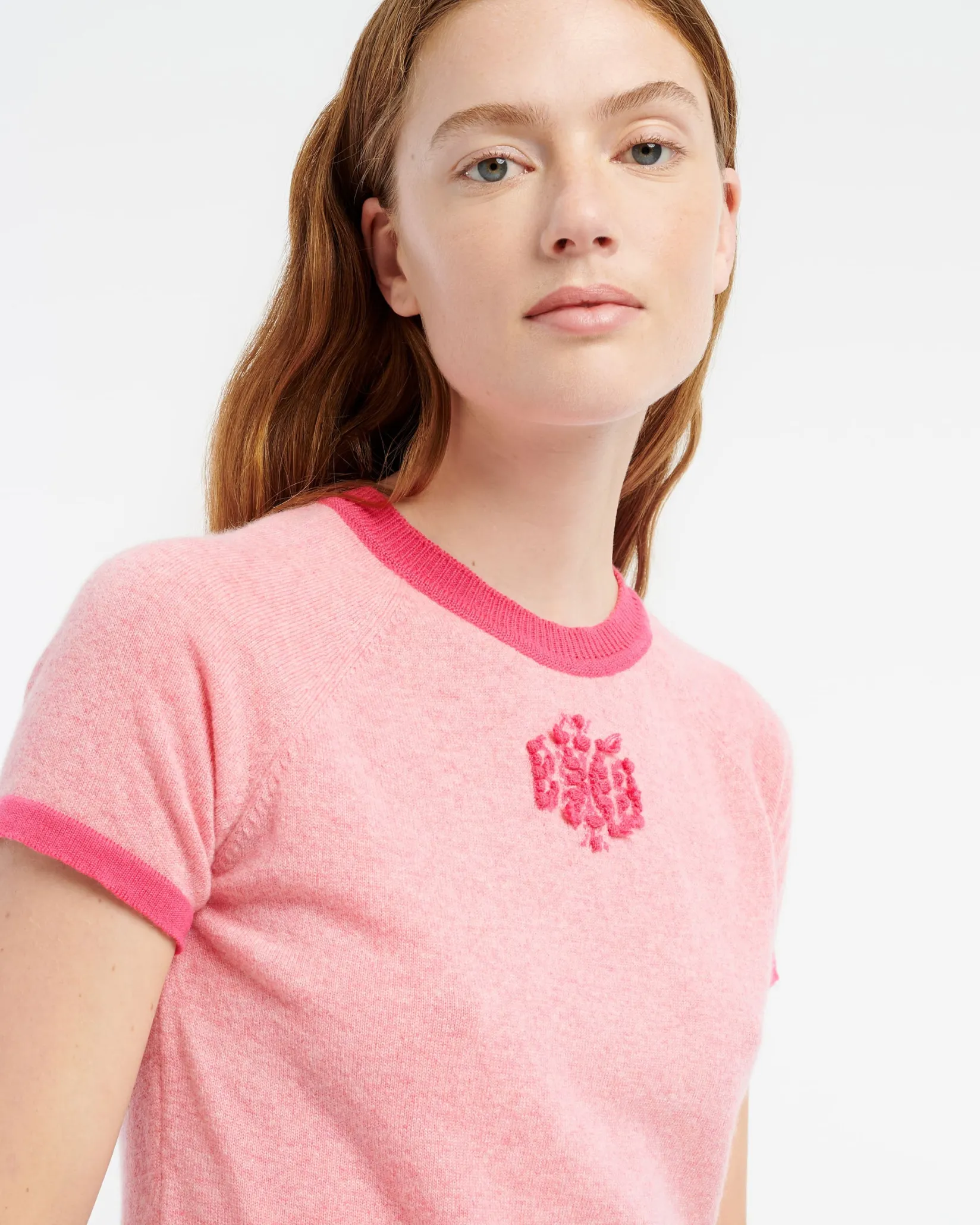 Women Barrie Mottled cashmere top with B logo