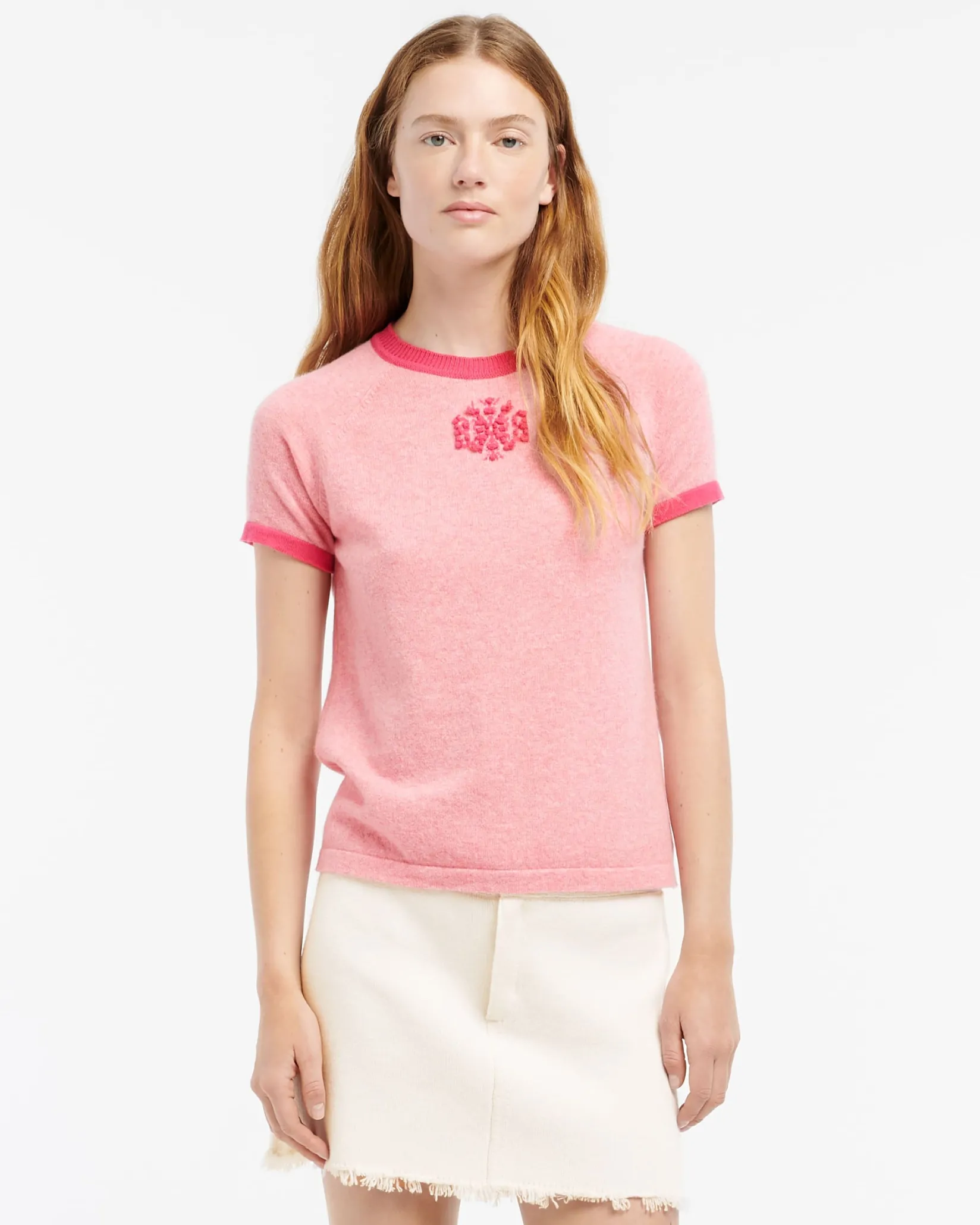 Women Barrie Mottled cashmere top with B logo