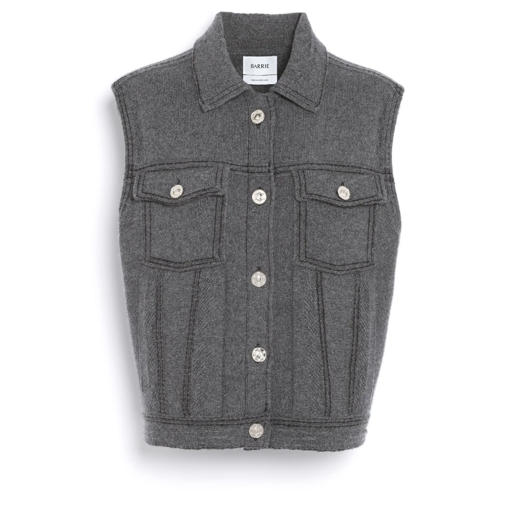 Women Barrie Oversized sleeveless denim jacket in cashmere and cotton