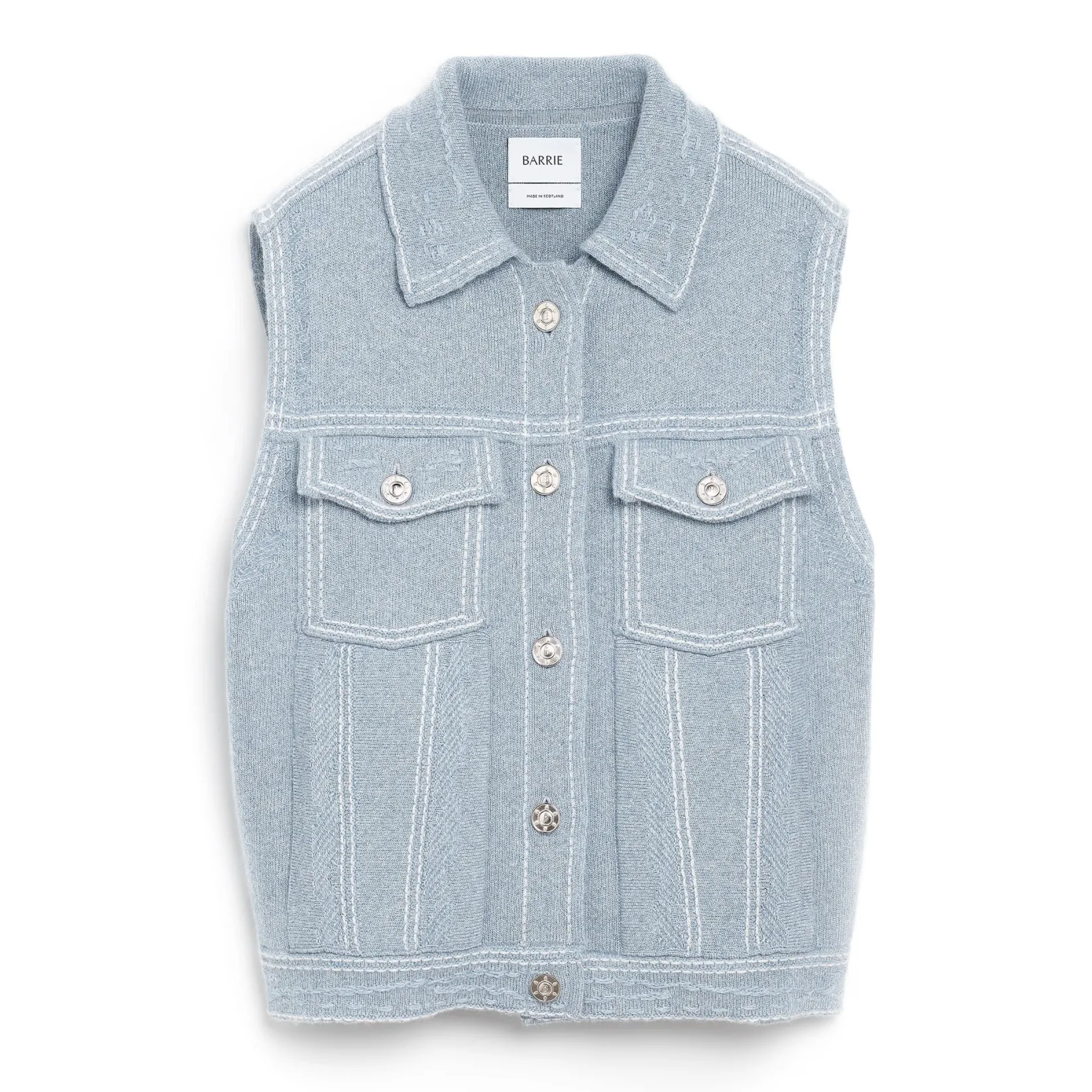 Women Barrie Oversized sleeveless denim jacket in cashmere and cotton