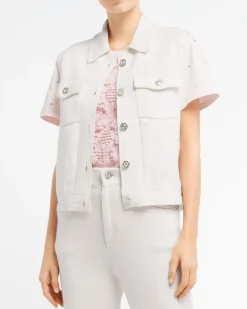 Women Barrie Oversized sleeveless denim jacket in cashmere and cotton