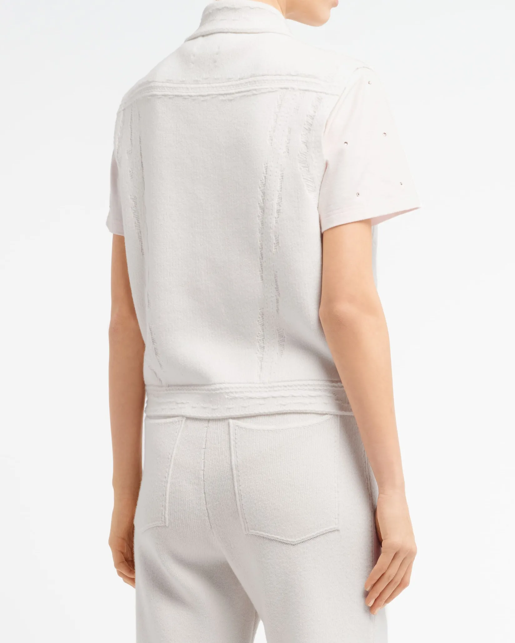 Women Barrie Oversized sleeveless denim jacket in cashmere and cotton