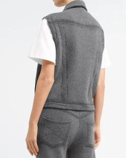 Women Barrie Oversized sleeveless denim jacket in cashmere and cotton