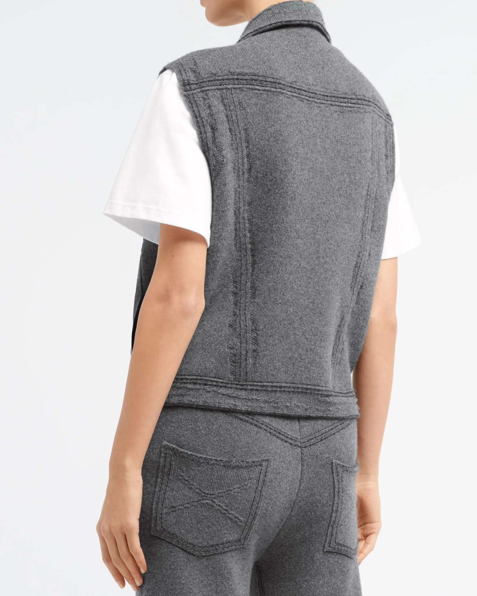 Women Barrie Oversized sleeveless denim jacket in cashmere and cotton