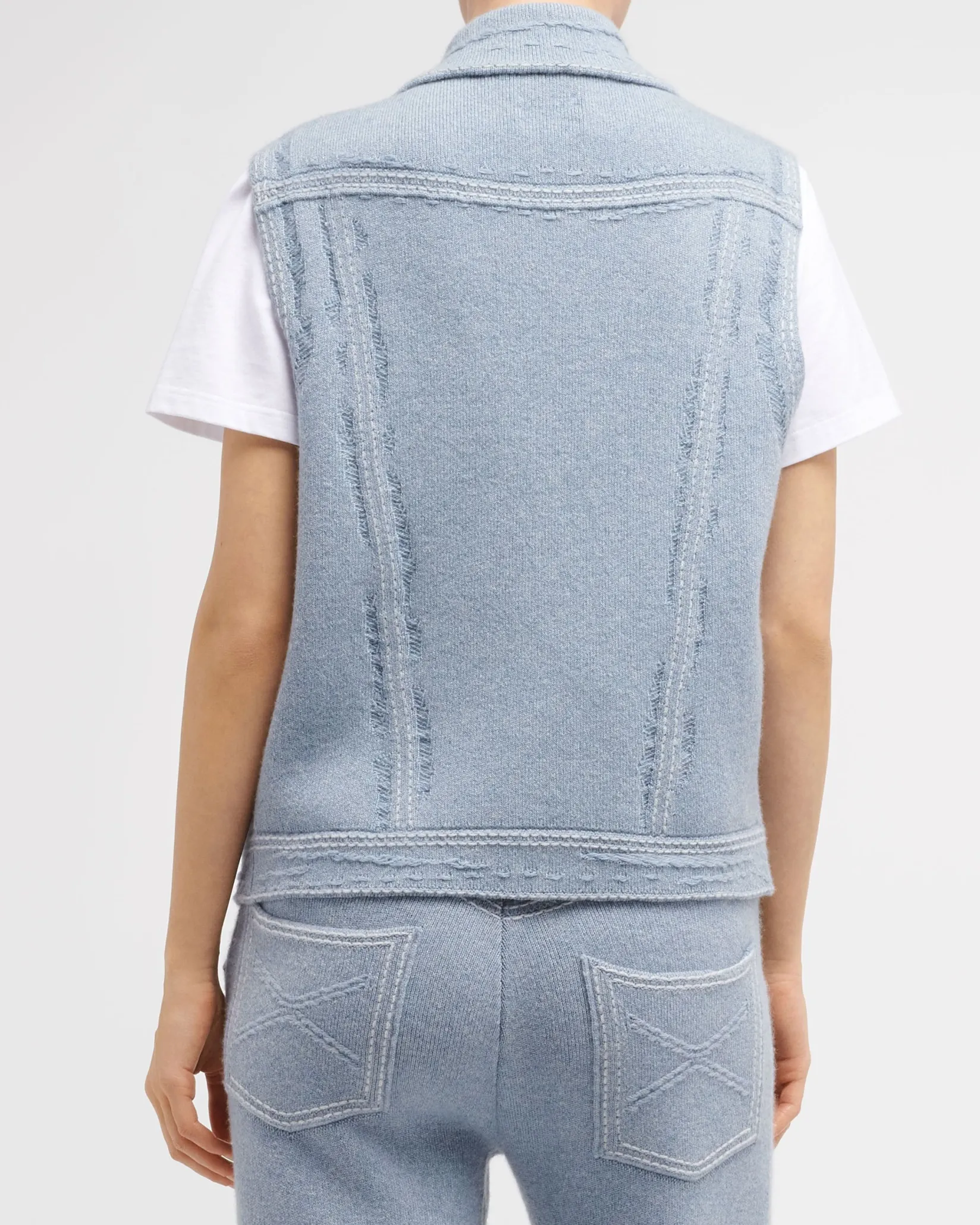 Women Barrie Oversized sleeveless denim jacket in cashmere and cotton
