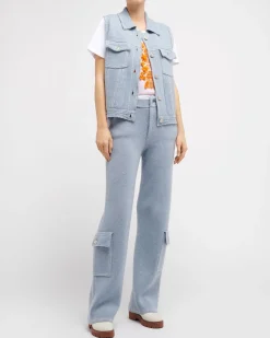 Women Barrie Oversized sleeveless denim jacket in cashmere and cotton
