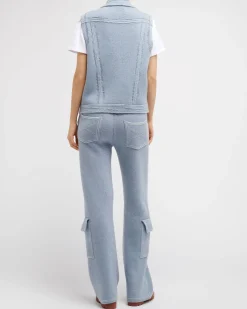 Women Barrie Oversized sleeveless denim jacket in cashmere and cotton