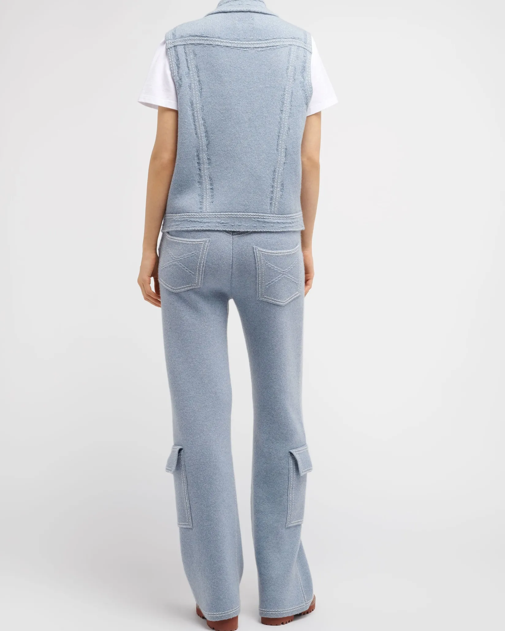 Women Barrie Oversized sleeveless denim jacket in cashmere and cotton