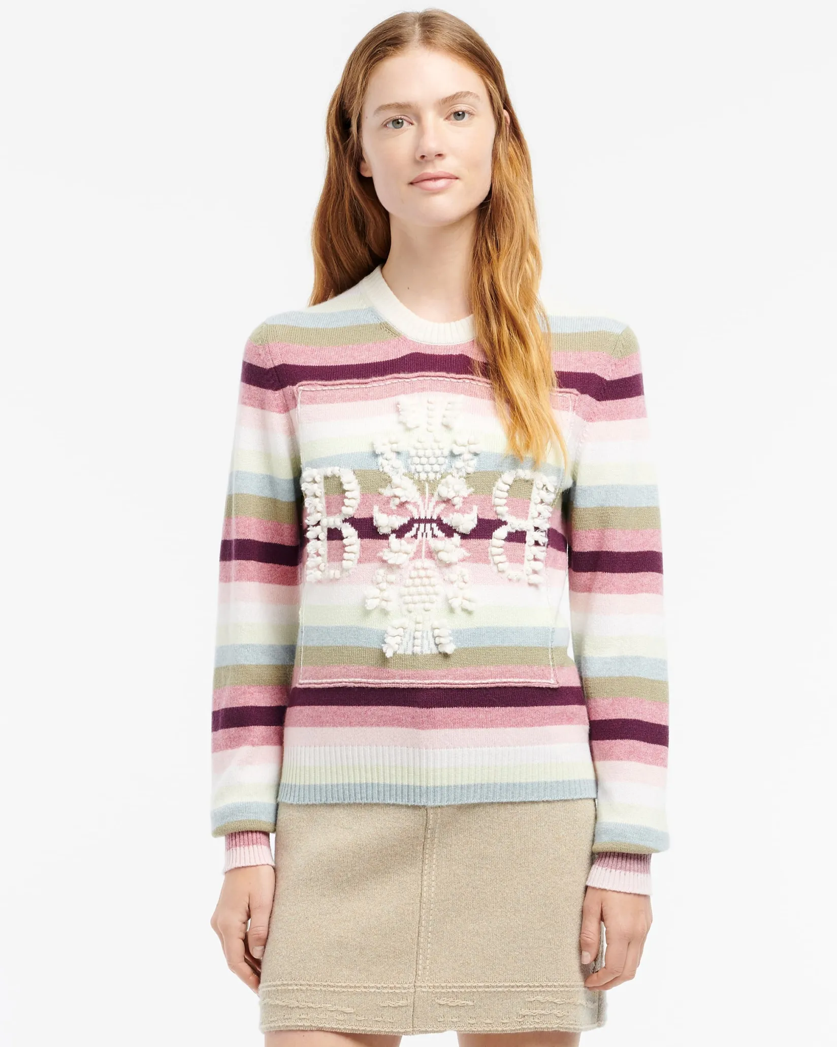 Women Barrie Patchwork Denim skirt in cashmere and cotton