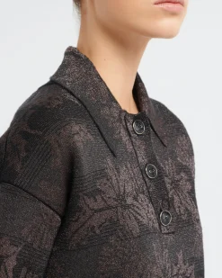 Women Barrie Polo shirt in cashmere with thistle motif