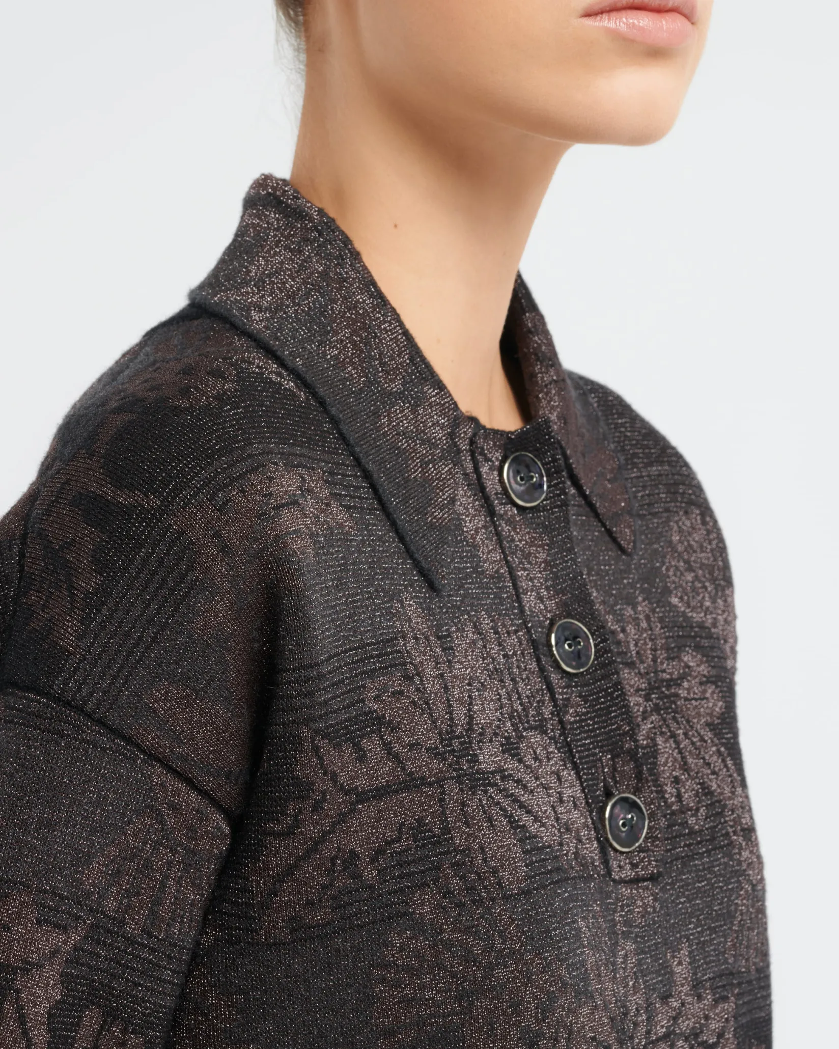 Women Barrie Polo shirt in cashmere with thistle motif