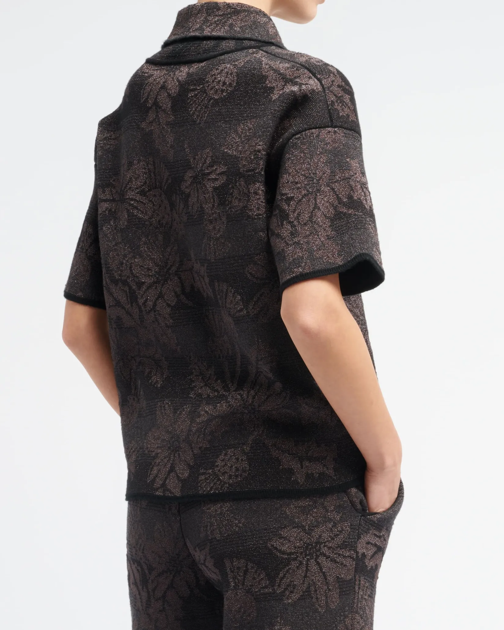 Women Barrie Polo shirt in cashmere with thistle motif