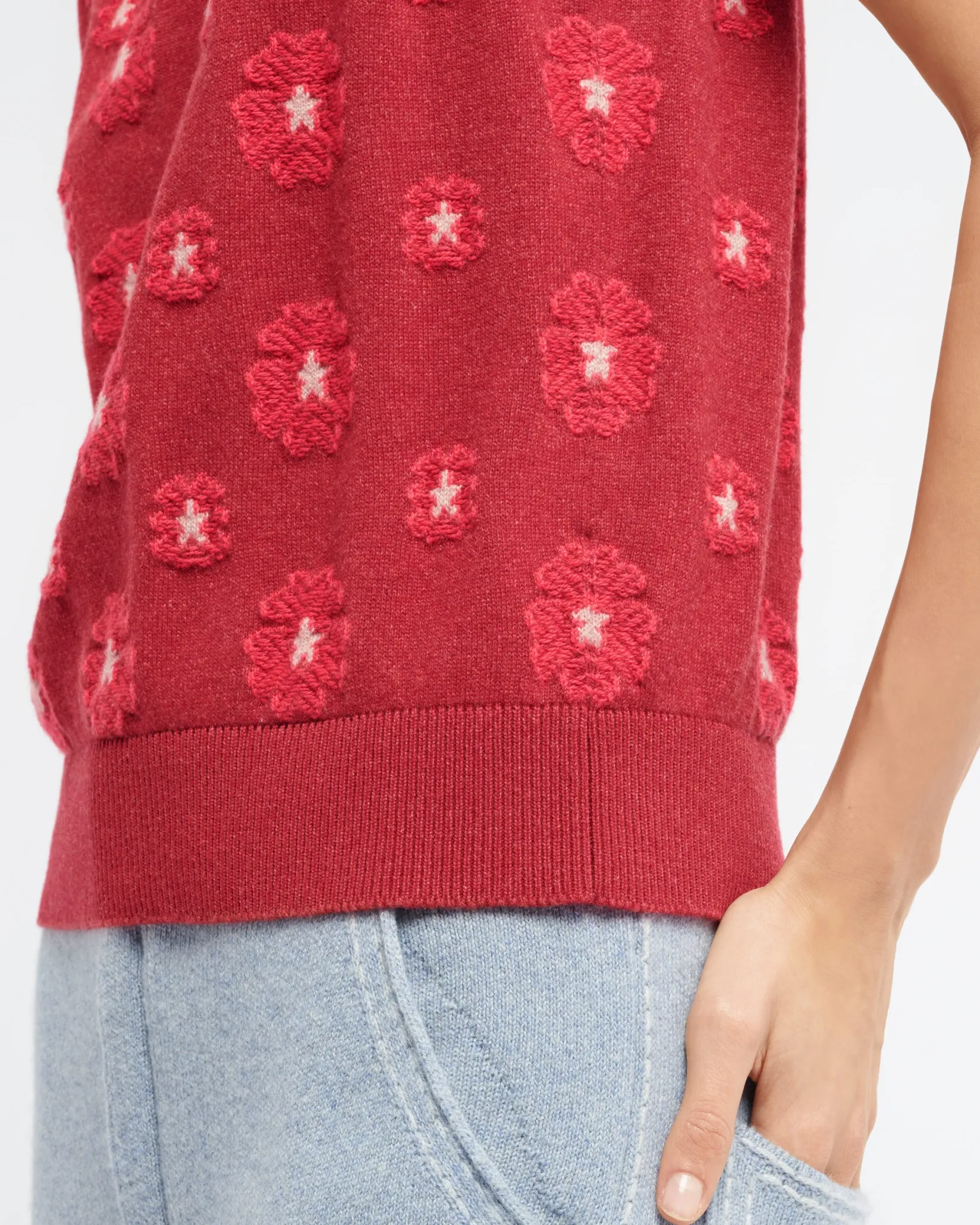 Women Barrie Poppy cashmere and cotton top